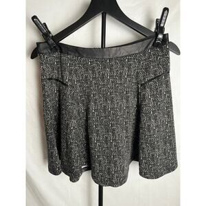 LUSH A-Line Mini Skirt Women’s Large Black Geometric Faux Leather Trim